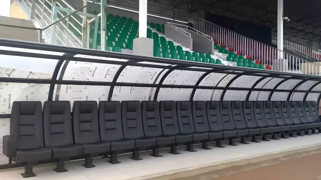 modern sports shelters beside a football or cricket oval in the Whitsundays